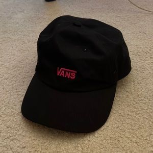Vans black cap with pink logo and flower